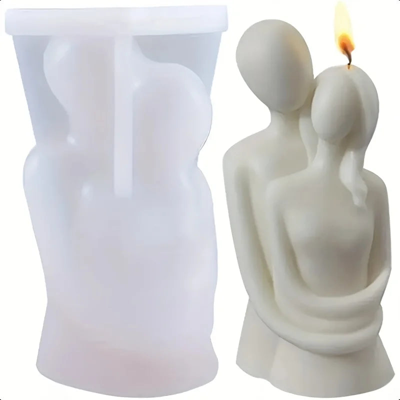 couple embrace silicone craft mold for valentine diy handmade decor items
