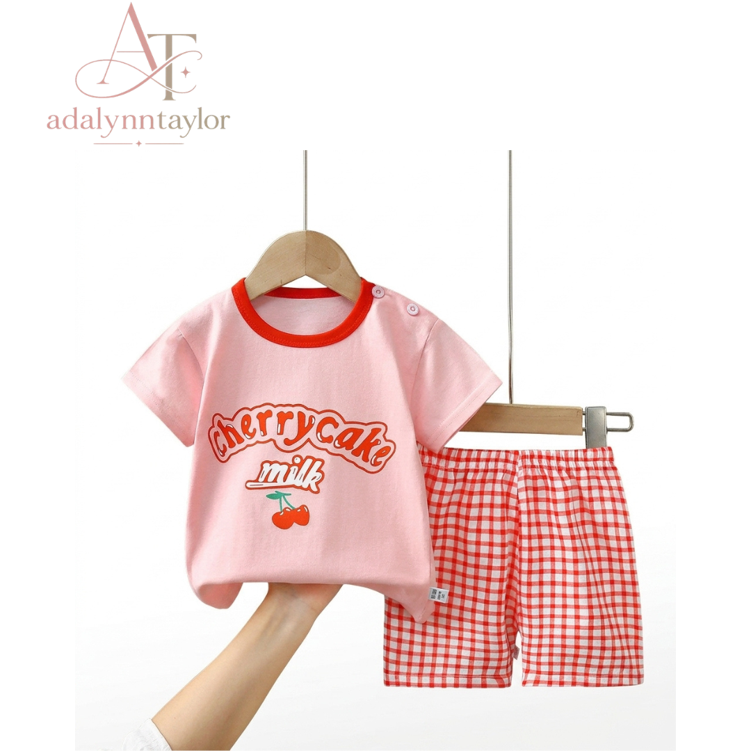 Adalynn Taylor 2PCS Children’s Summer Clothing Set T-Shirt & Shorts (Ages 4–6)