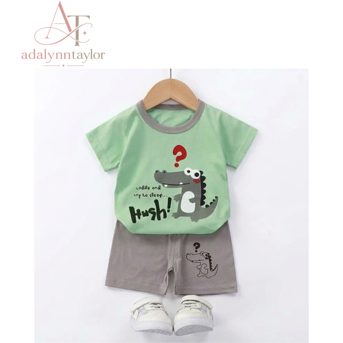 Adalynn Taylor 2PCS Children’s Summer Clothing Set T-Shirt & Shorts (Ages 4–6)