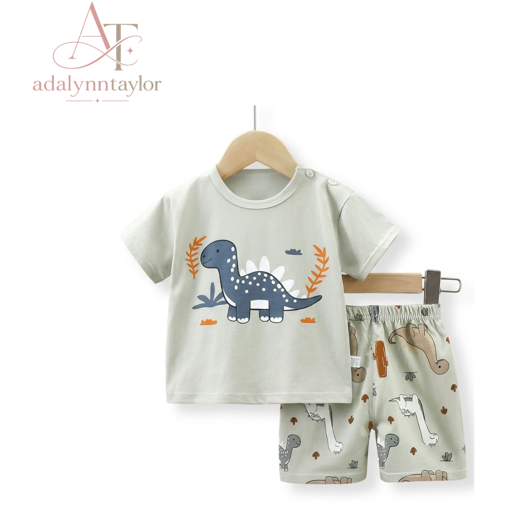 Adalynn Taylor 2PCS Children’s Summer Clothing Set T-Shirt & Shorts (Ages 4–6)