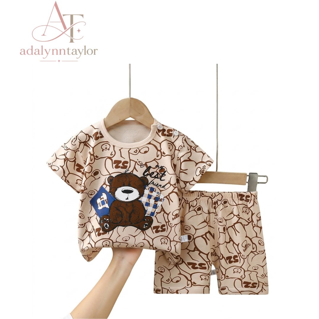 Adalynn Taylor 2PCS Children’s Summer Clothing Set T-Shirt & Shorts (Ages 4–6)