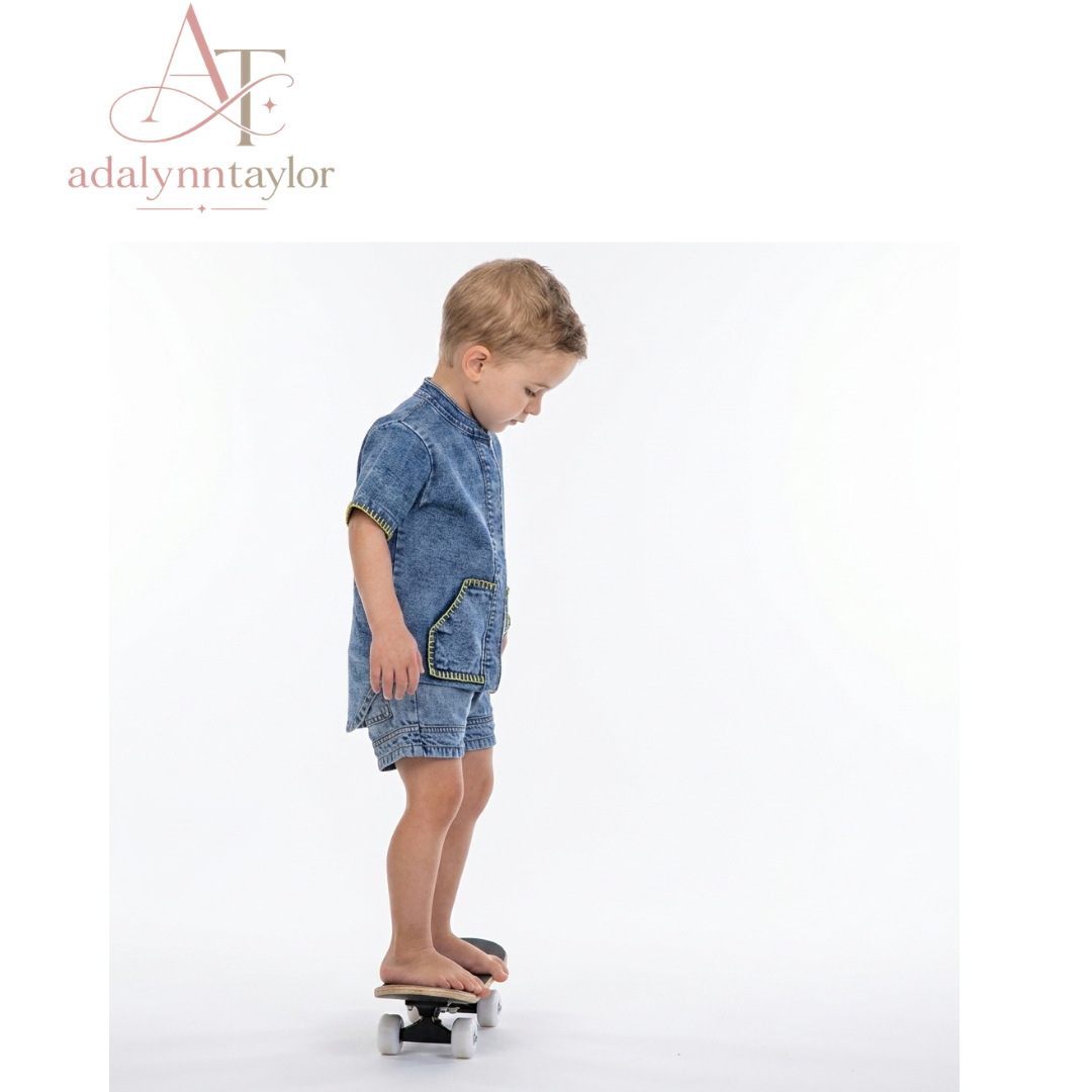 Adalynn Taylor Kids Denim Family Outfit Set four