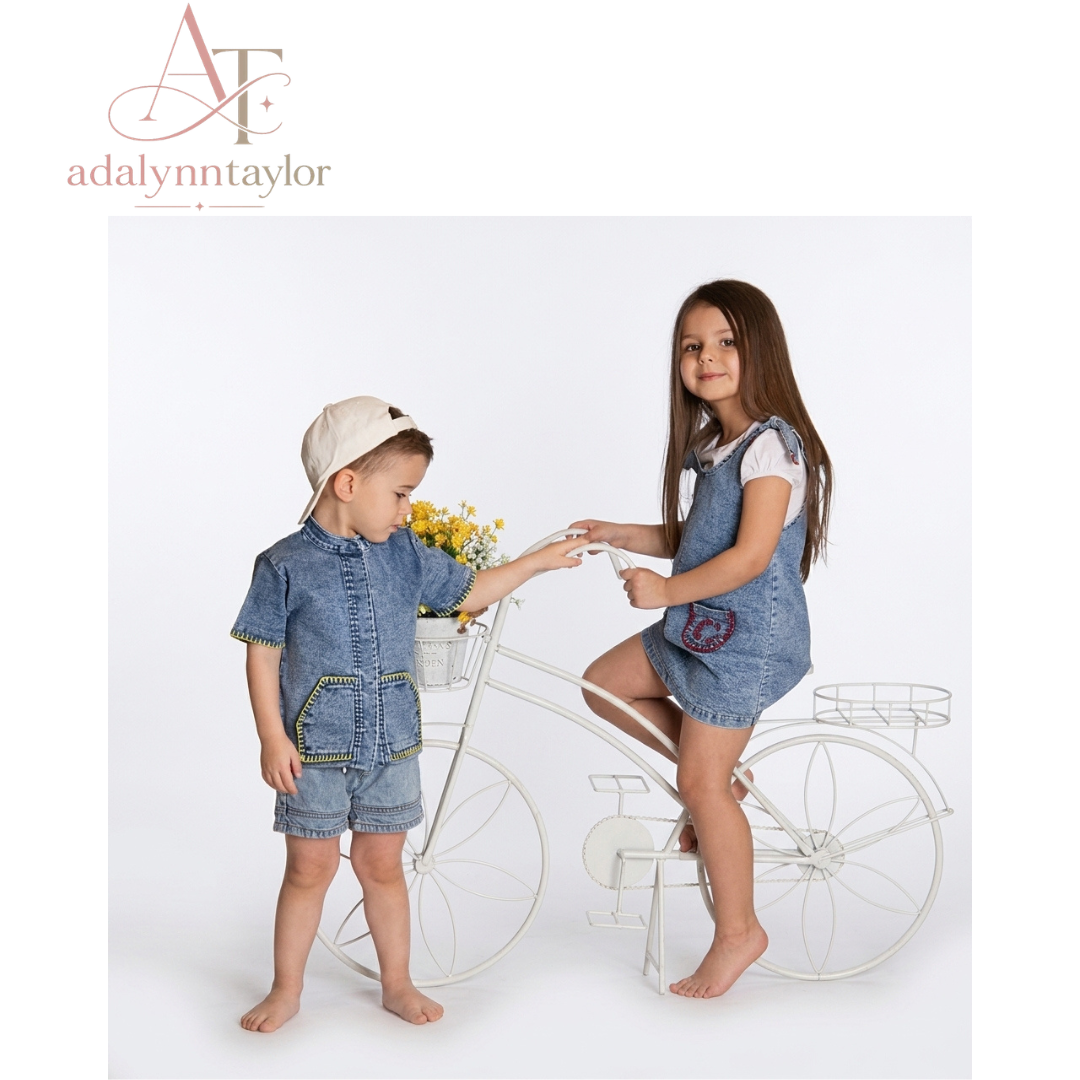 Adalynn Taylor Kids Denim Family Outfit Set one