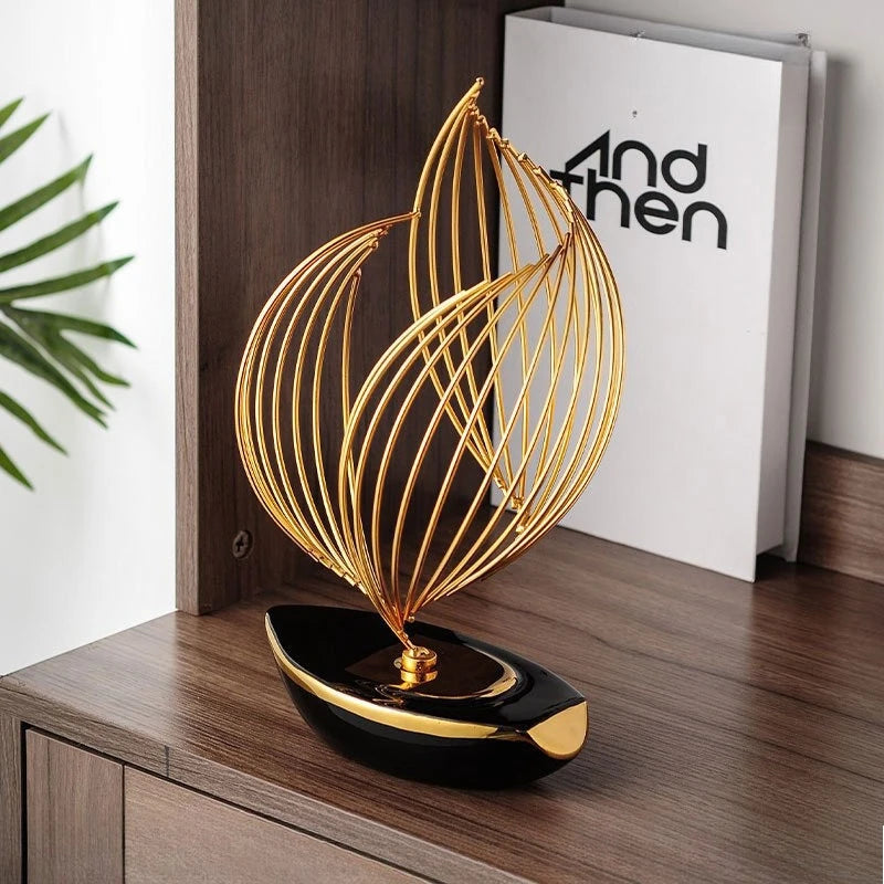 Minimalist Ceramic Metal Sculpture – Modern Abstract Home & Office Decor Accent Piece