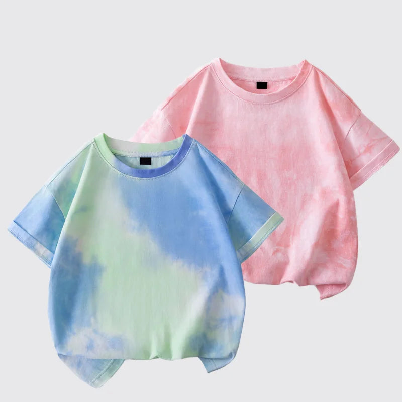 Kids Summer Tie-Dye Short Sleeve T-Shirt Loose Casual Top (Ages 4–6)