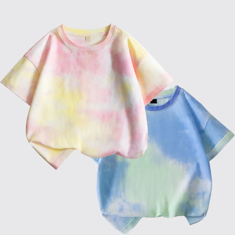 Kids Summer Tie-Dye Short Sleeve T-Shirt Loose Casual Top (Ages 4–6)