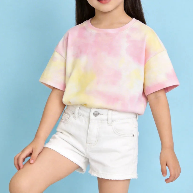 boys girls tie dye shirt close up
