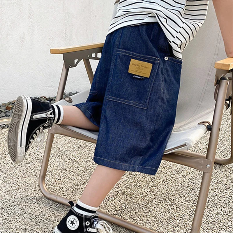 boys summer outfit denim shorts with t shirt
