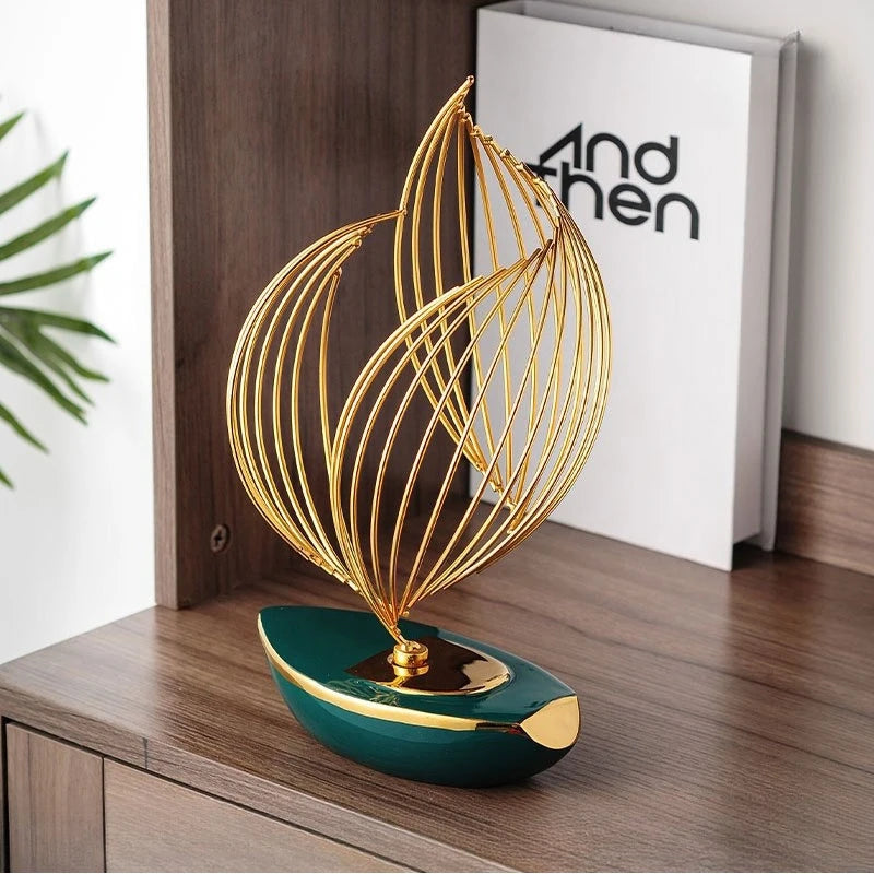 Minimalist Ceramic Metal Sculpture – Modern Abstract Home & Office Decor Accent Piece