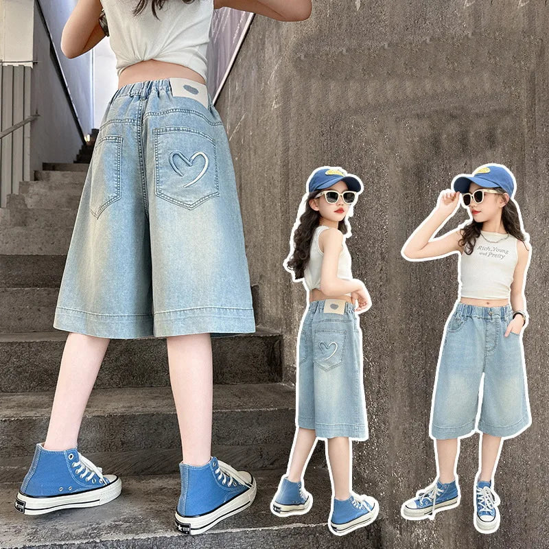 kids summer shorts for girls playing outdoors
