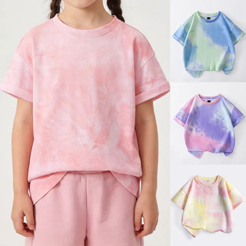 kids wearing tie dye summer t shirt
