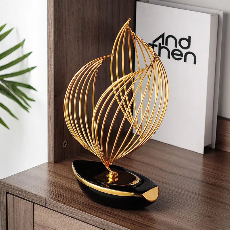 minimalist ceramic metal sculpture modern abstract home decor accent piece
