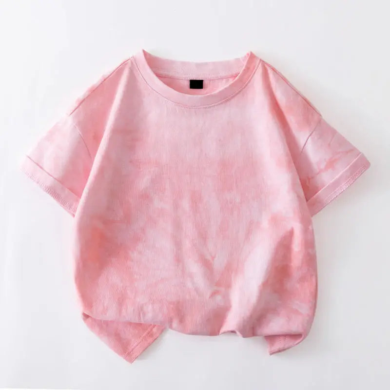 Kids Summer Tie-Dye Short Sleeve T-Shirt Loose Casual Top (Ages 4–6)