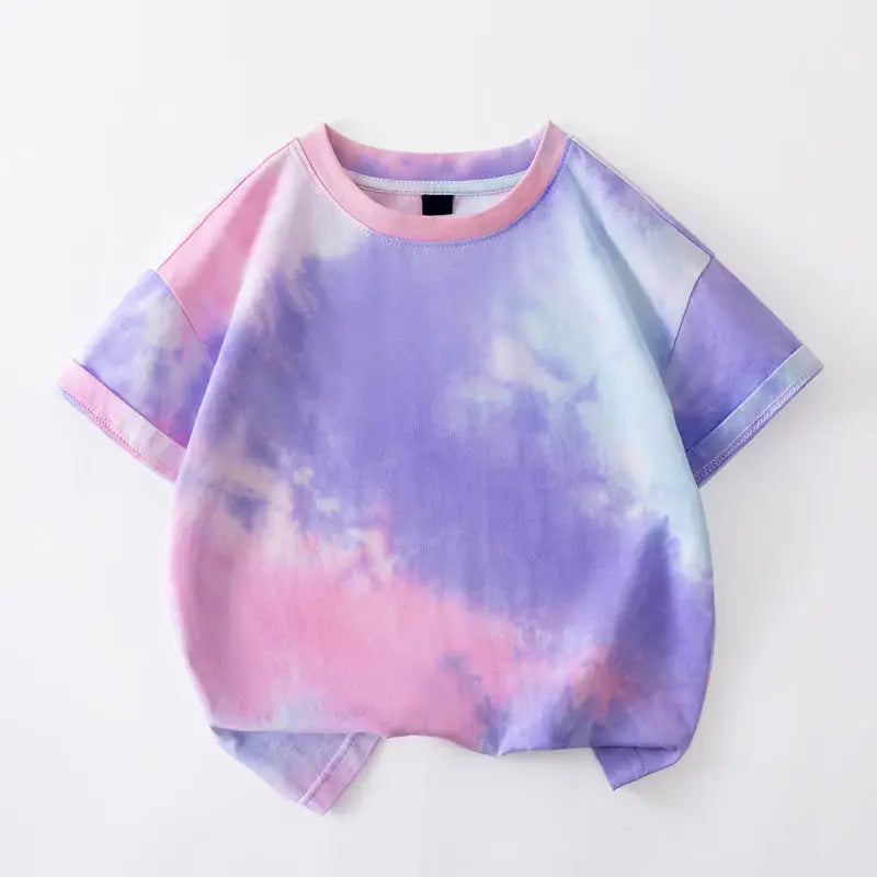 Kids Summer Tie-Dye Short Sleeve T-Shirt Loose Casual Top (Ages 4–6)