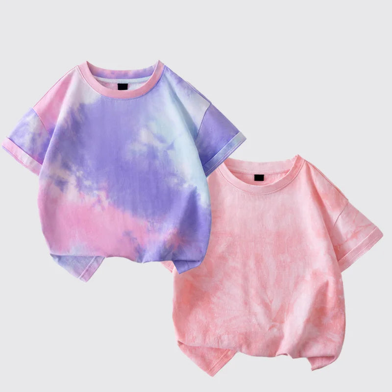 Kids Summer Tie-Dye Short Sleeve T-Shirt Loose Casual Top (Ages 4–6)