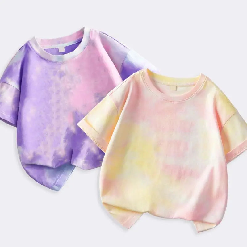 Kids Summer Tie-Dye Short Sleeve T-Shirt Loose Casual Top (Ages 4–6)