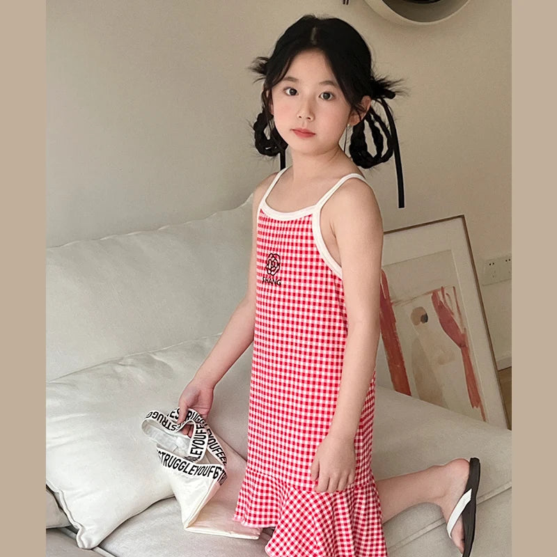 Girls Summer Cotton Halter Dress Lightweight Casual Dress (Ages 4–6)