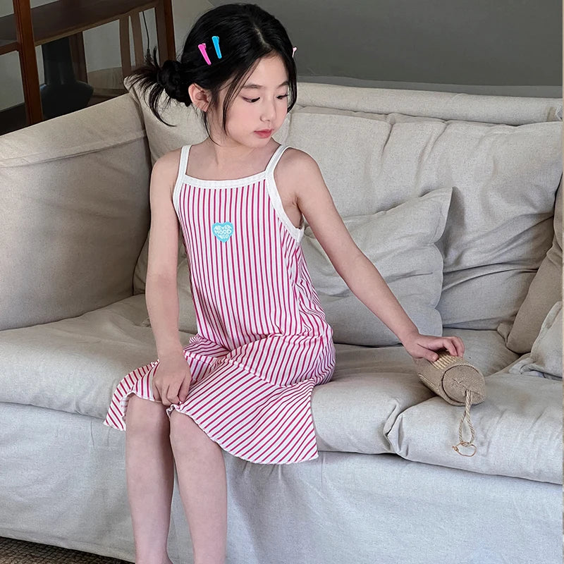 Girls Summer Cotton Halter Dress Lightweight Casual Dress (Ages 4–6)