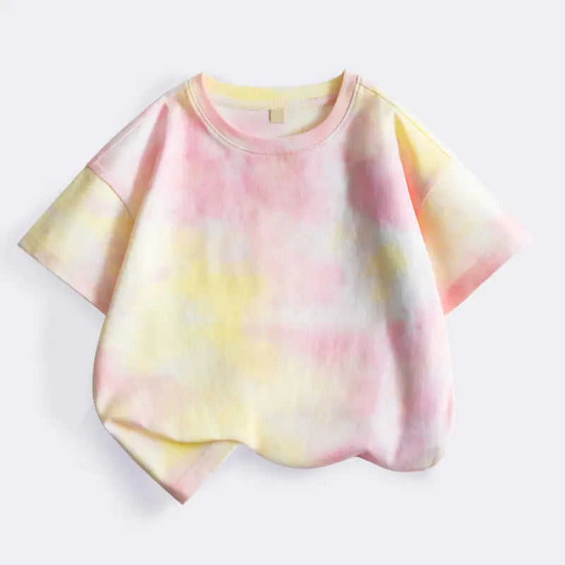 Kids Summer Tie-Dye Short Sleeve T-Shirt Loose Casual Top (Ages 4–6)