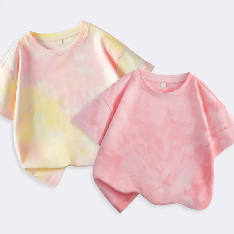 Kids Summer Tie-Dye Short Sleeve T-Shirt Loose Casual Top (Ages 4–6)